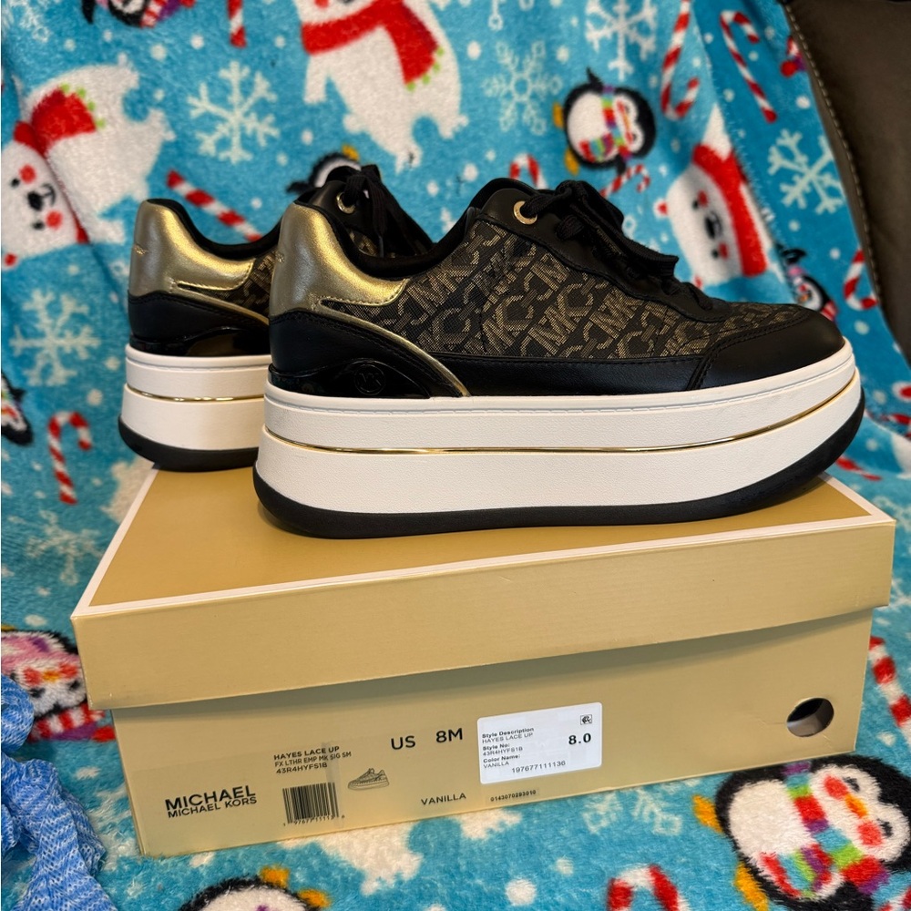 Michael Kors Women's Sneakers in Black and Gold